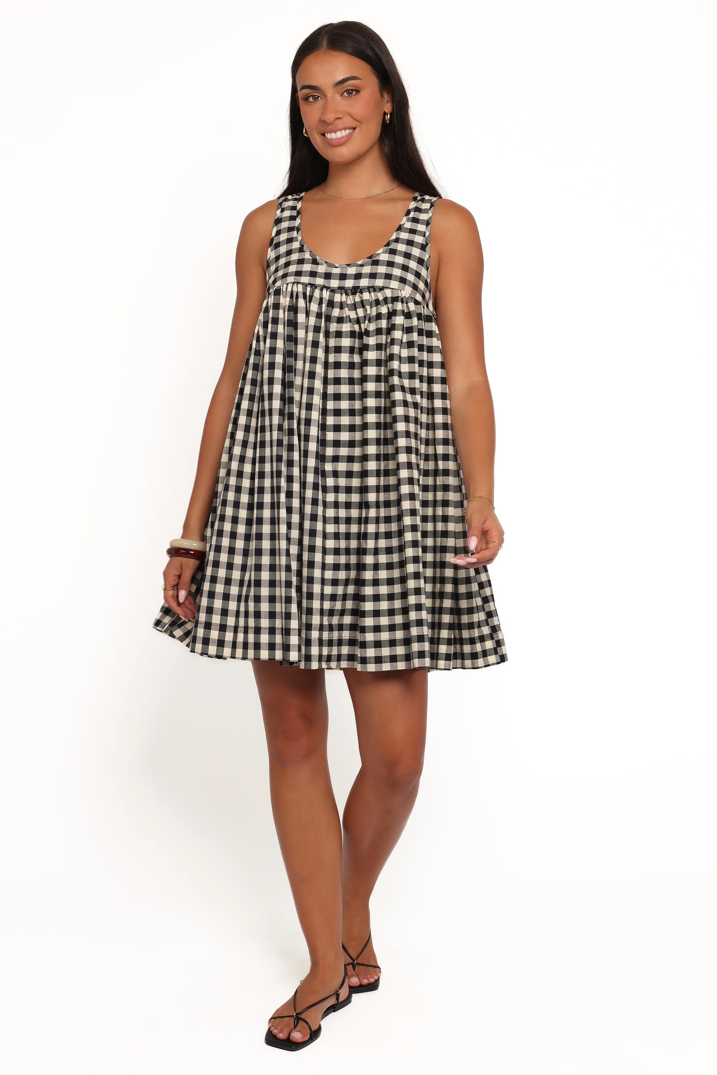 Atria Mini Dress - Black Cream Gingham sold by Petal & Pup product image thumbnail 2