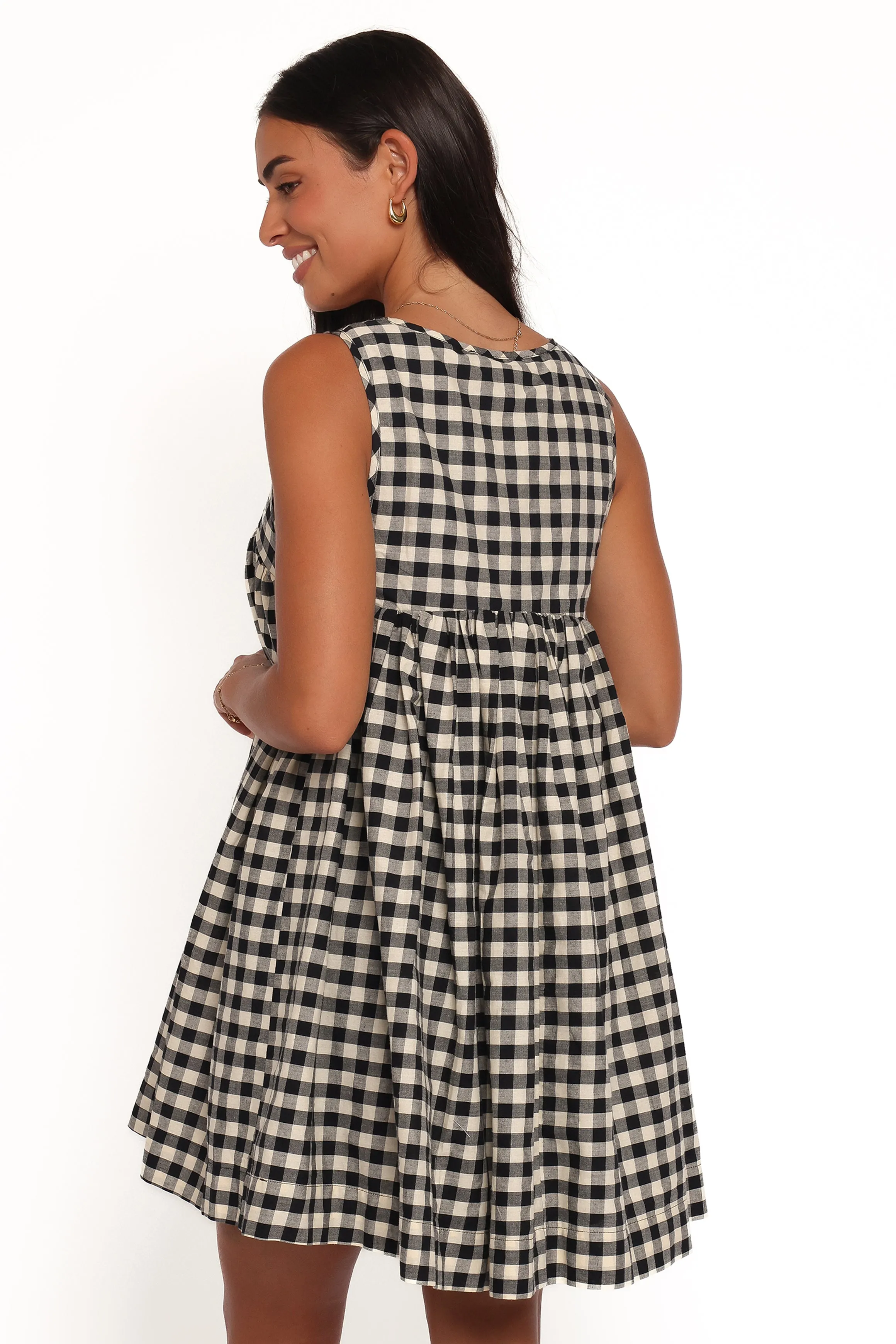 Atria Mini Dress - Black Cream Gingham sold by Petal & Pup product image thumbnail 4