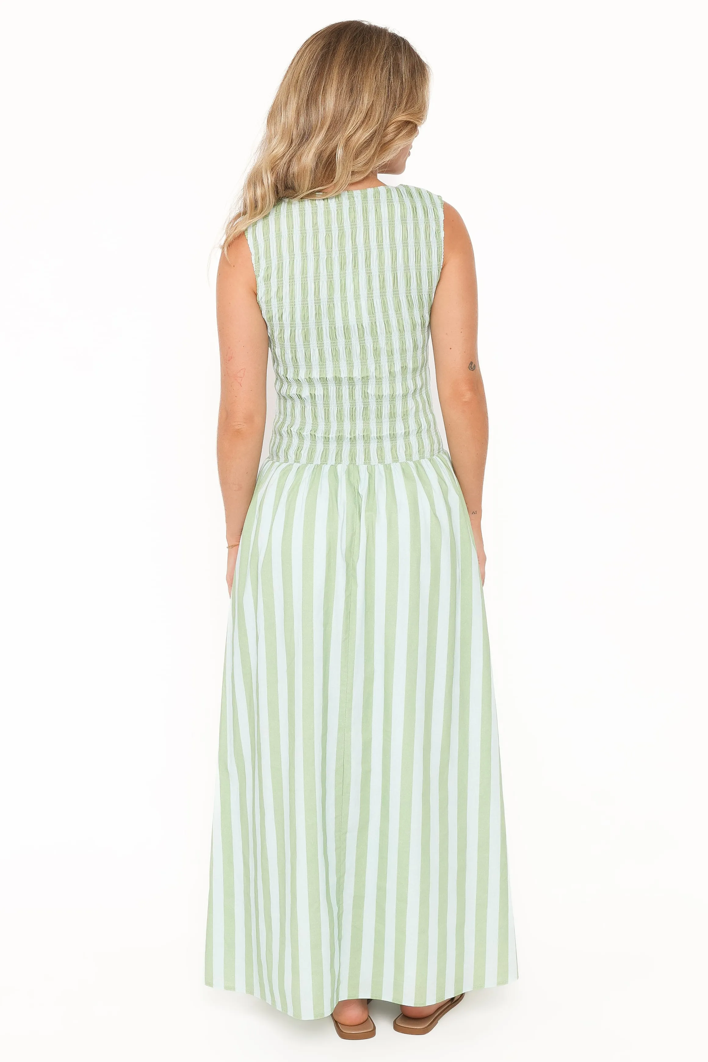 Maleny Maxi Dress - Blue/Green Stripe sold by Petal & Pup product image thumbnail 5