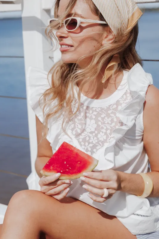 Kiran Ruffle Top - White made by Petal & Pup
