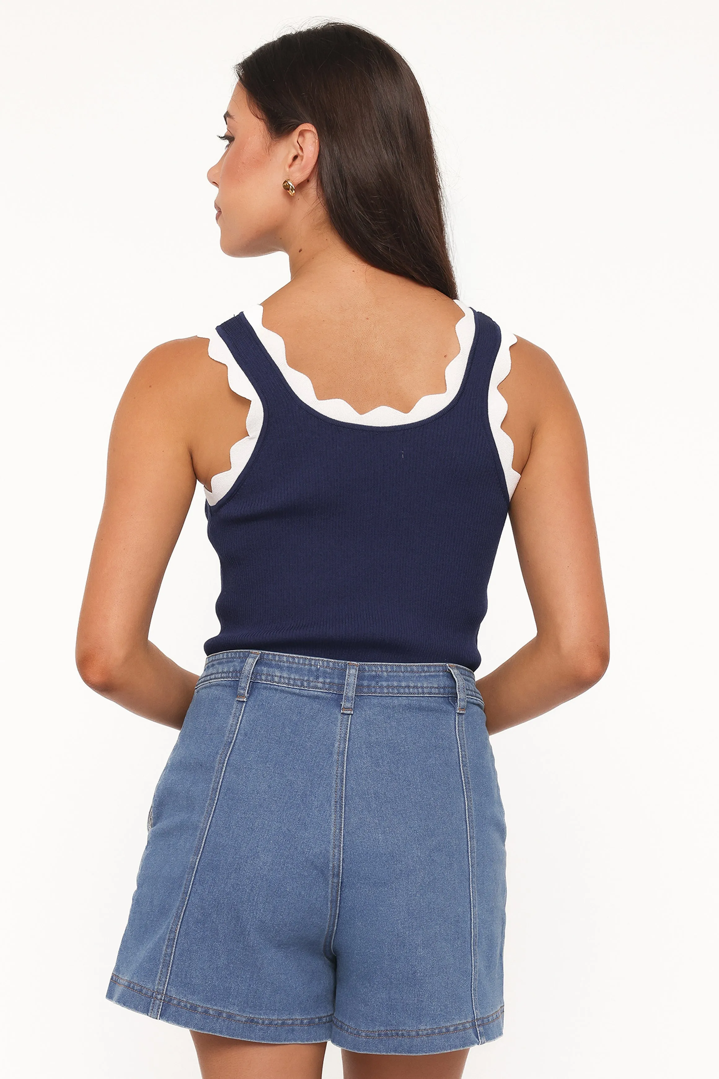 Johnson Scalloped Trim Tank - Navy White sold by Petal & Pup product image thumbnail 4