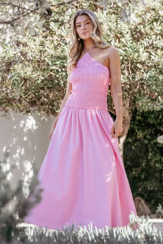 Aradia Halter Maxi Dress - Pink made by Petal & Pup