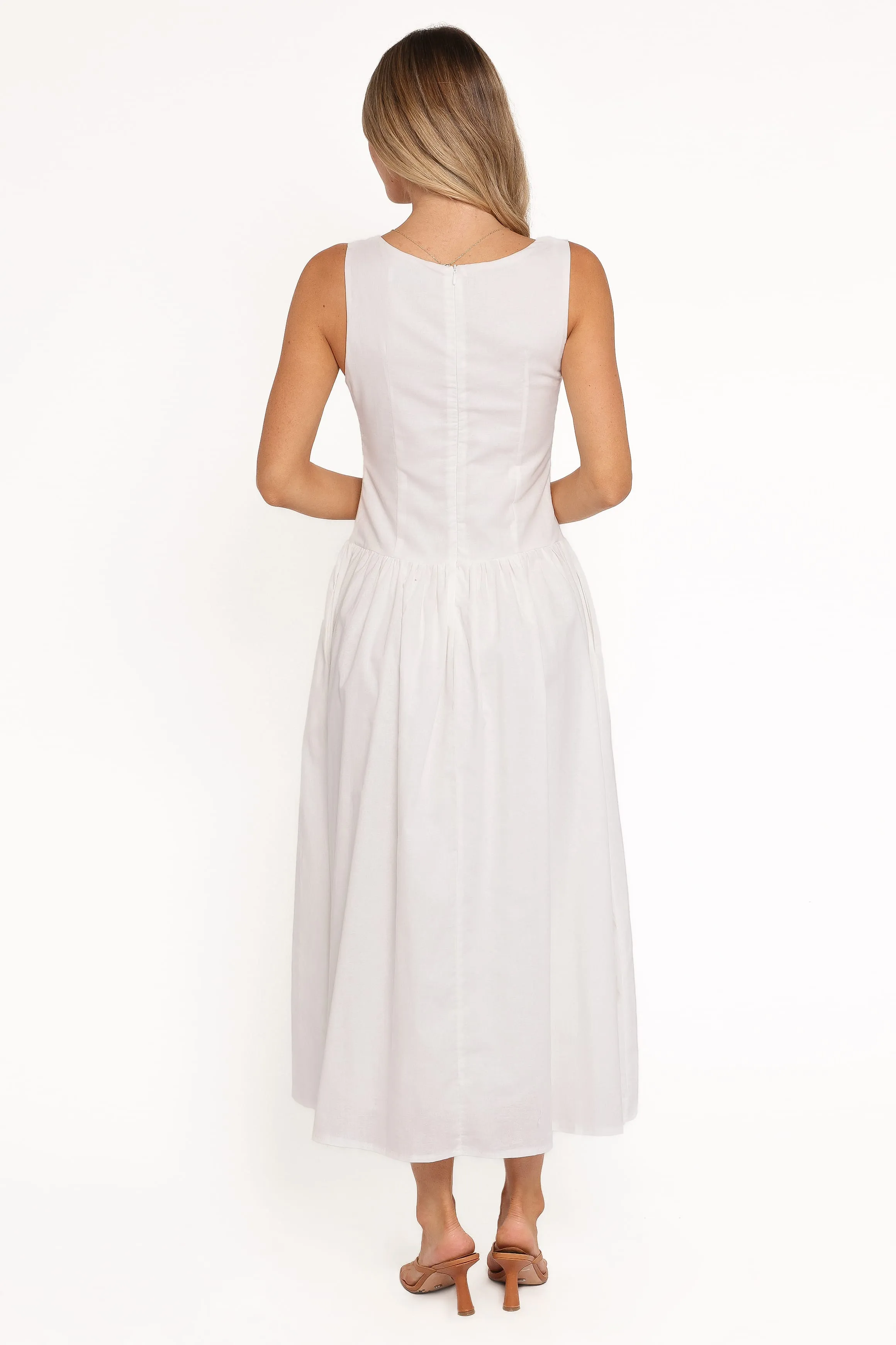 Evie Button Front Maxi Dress - White sold by Petal & Pup product image thumbnail 5