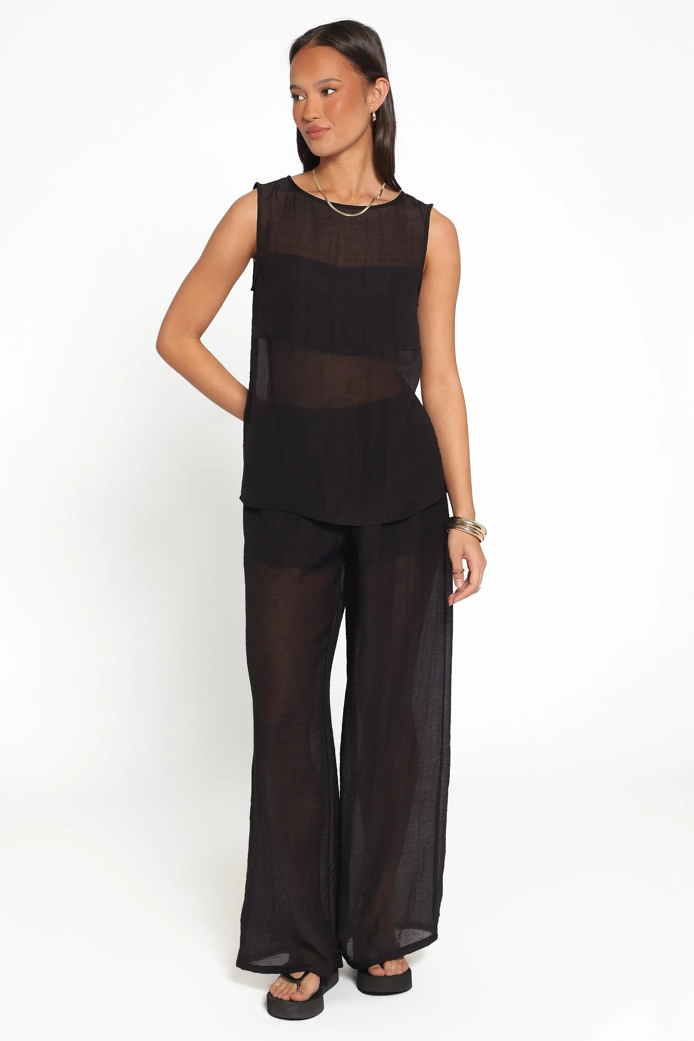 Vayla Sheer Panel Top - Black sold by Petal & Pup product image thumbnail 5