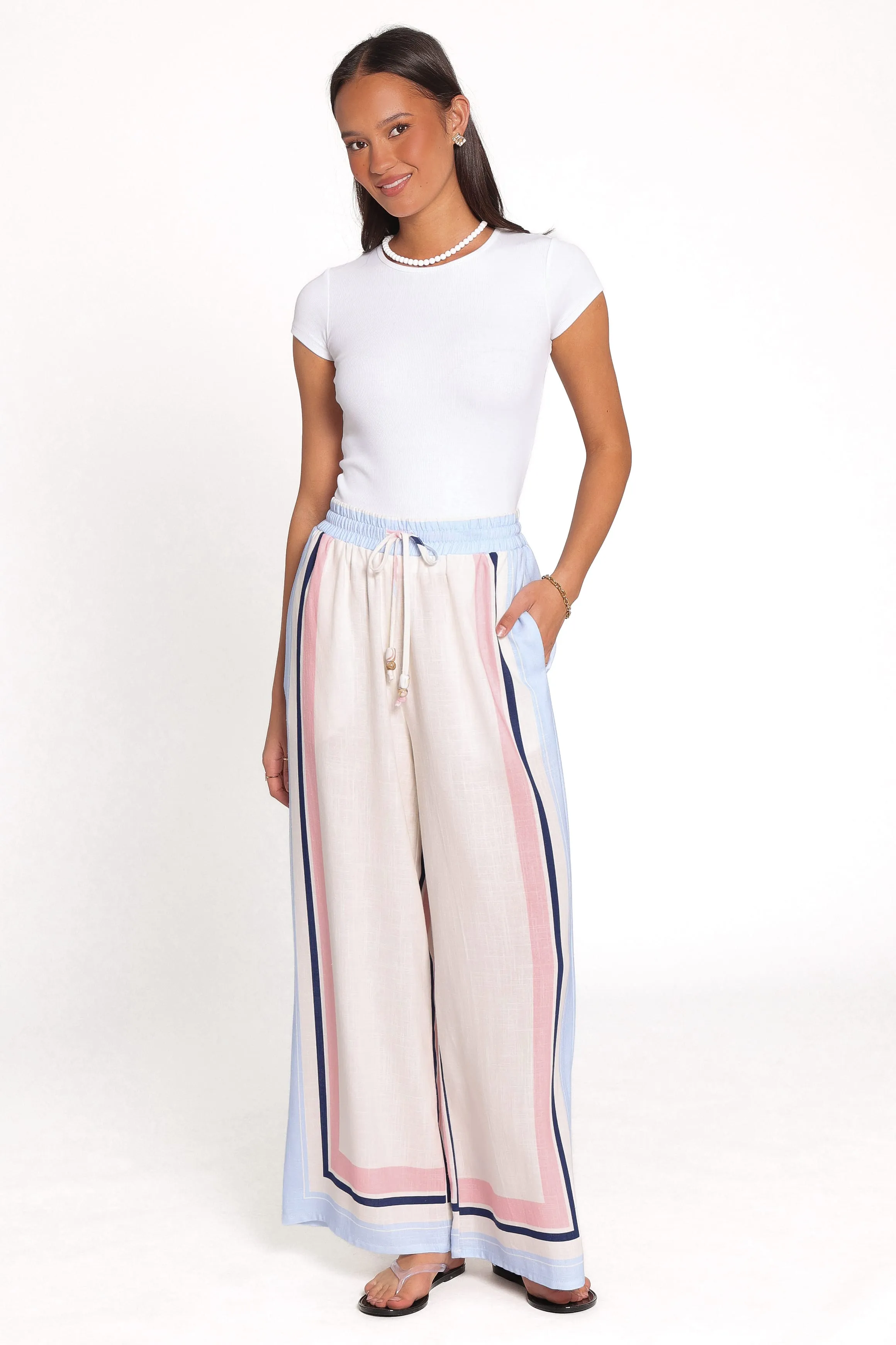 Zalia Wide Leg Pants - Pink/Blue Stripe sold by Petal & Pup product image thumbnail 2