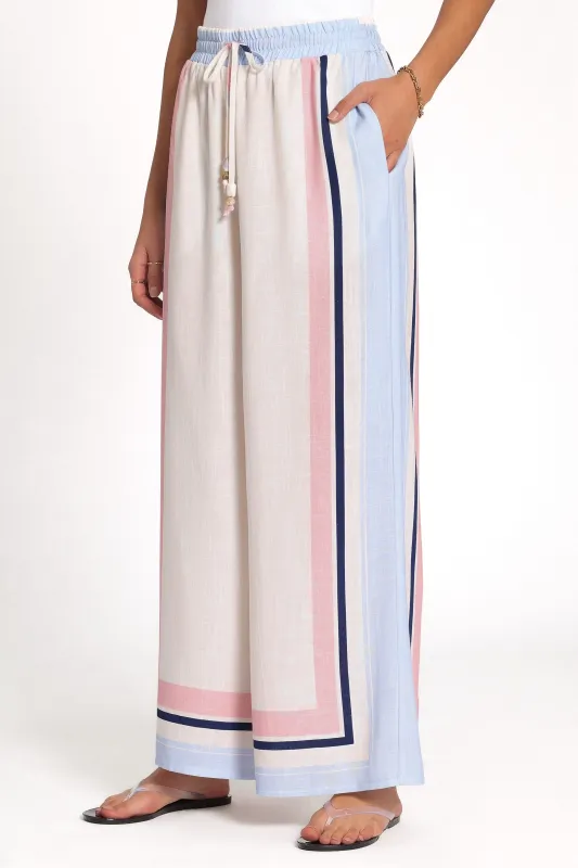Zalia Wide Leg Pants - Pink/Blue Stripe made by Petal & Pup