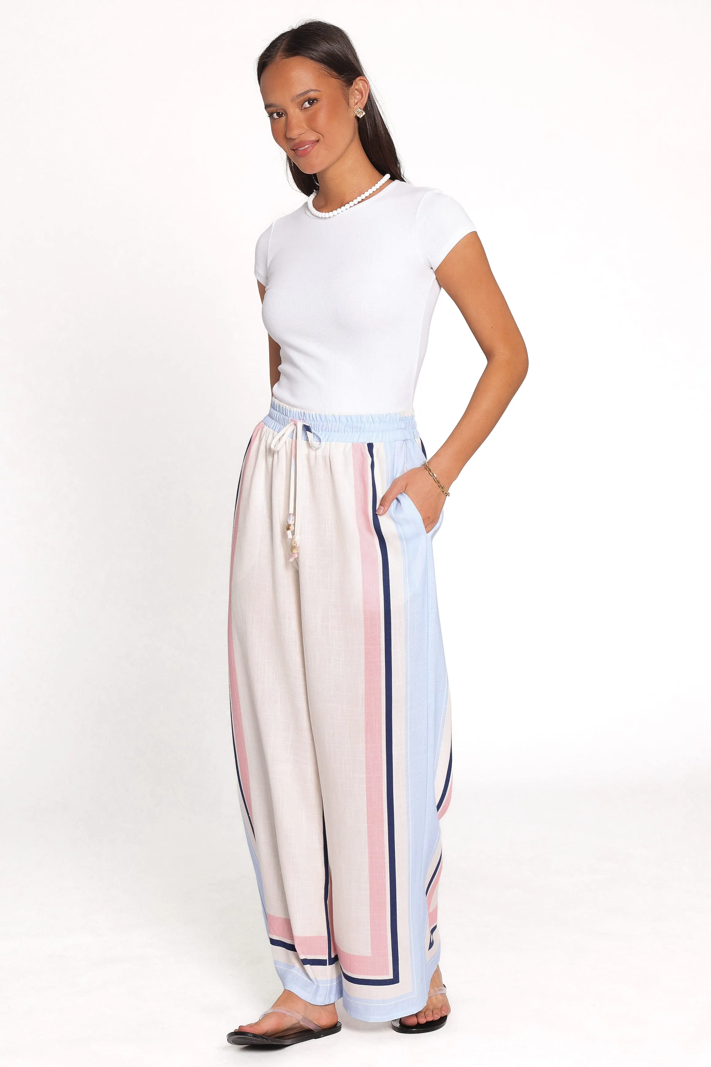 Zalia Wide Leg Pants - Pink/Blue Stripe sold by Petal & Pup product image thumbnail 3
