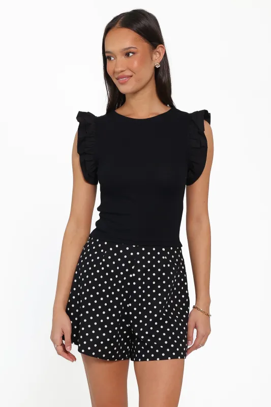 Kathleen Ruffled Knit Top - Black made by Petal & Pup