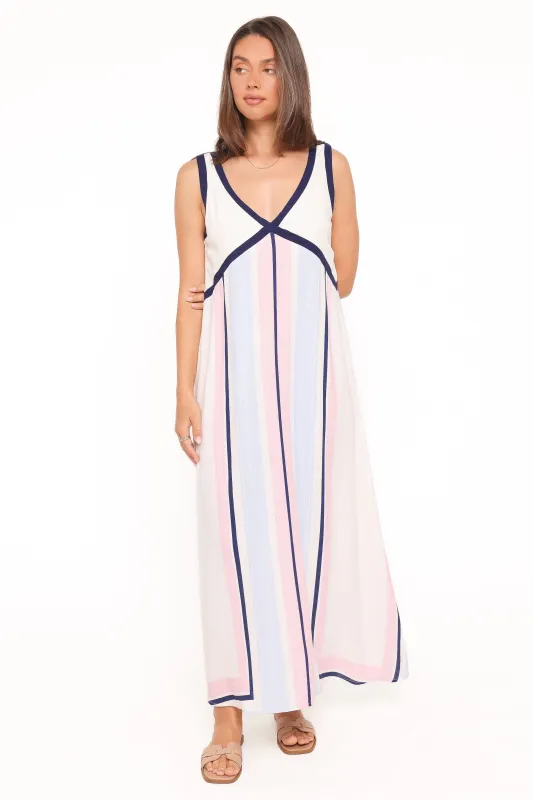 Mackay Maxi Dress - Blue/Pink Stripe made by Petal & Pup