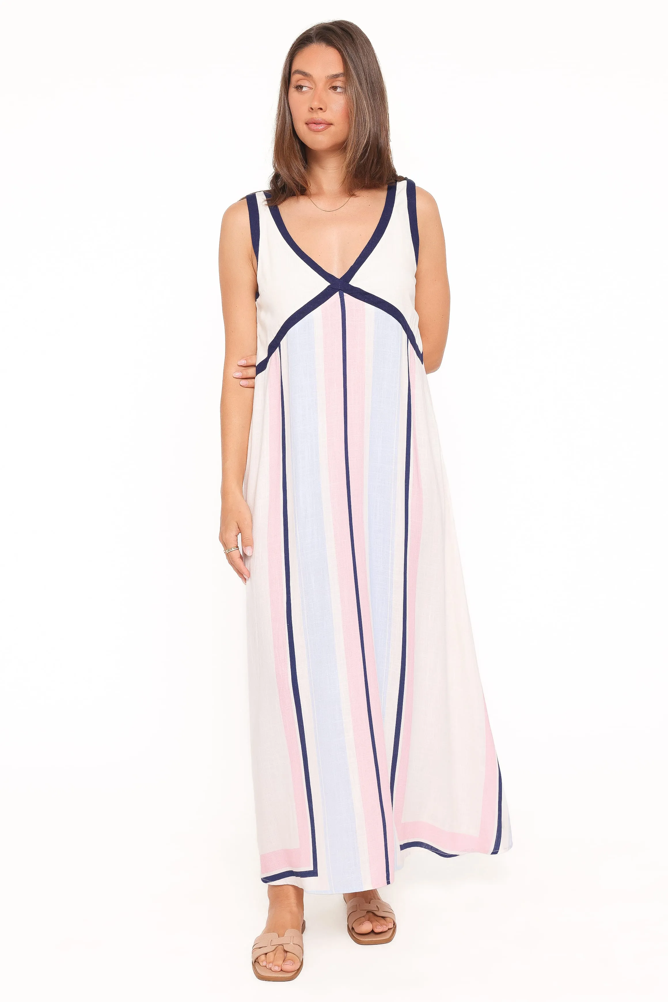 Mackay Maxi Dress - Blue/Pink Stripe sold by Petal & Pup