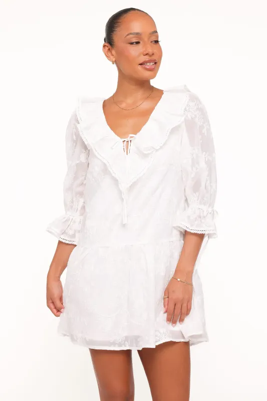 Frenchy Mini Dress - White made by Petal & Pup