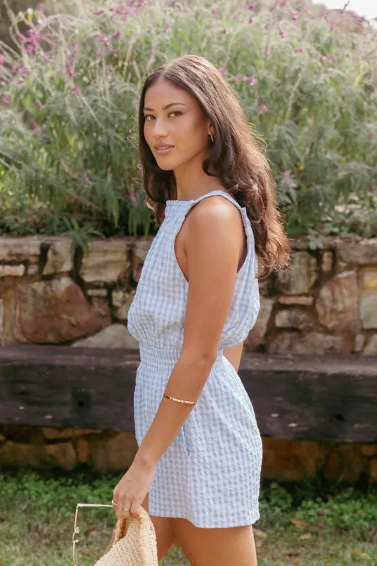 Felicity Romper - Blue Gingham made by Petal & Pup