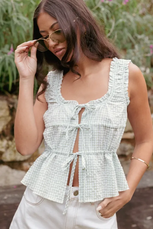 Harper Top - Sage Gingham made by Petal & Pup