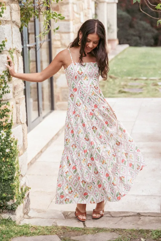 Botanique Midi Dress - Coral Wildflower made by Petal & Pup
