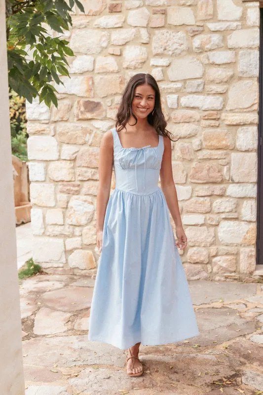 Kinslee Midi Dress - Blue made by Petal & Pup