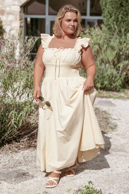 Bronte Midi Dress - Butter Yellow made by Petal & Pup