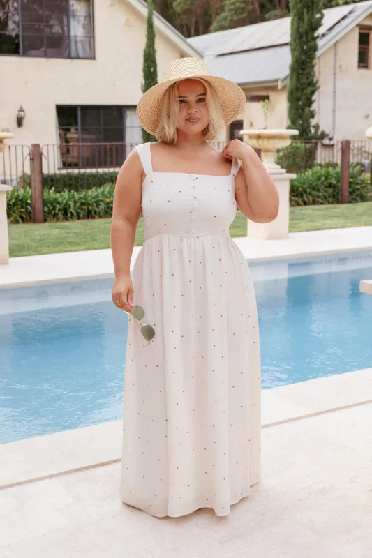 Caty Maxi Dress - Red Polka Dot made by Petal & Pup