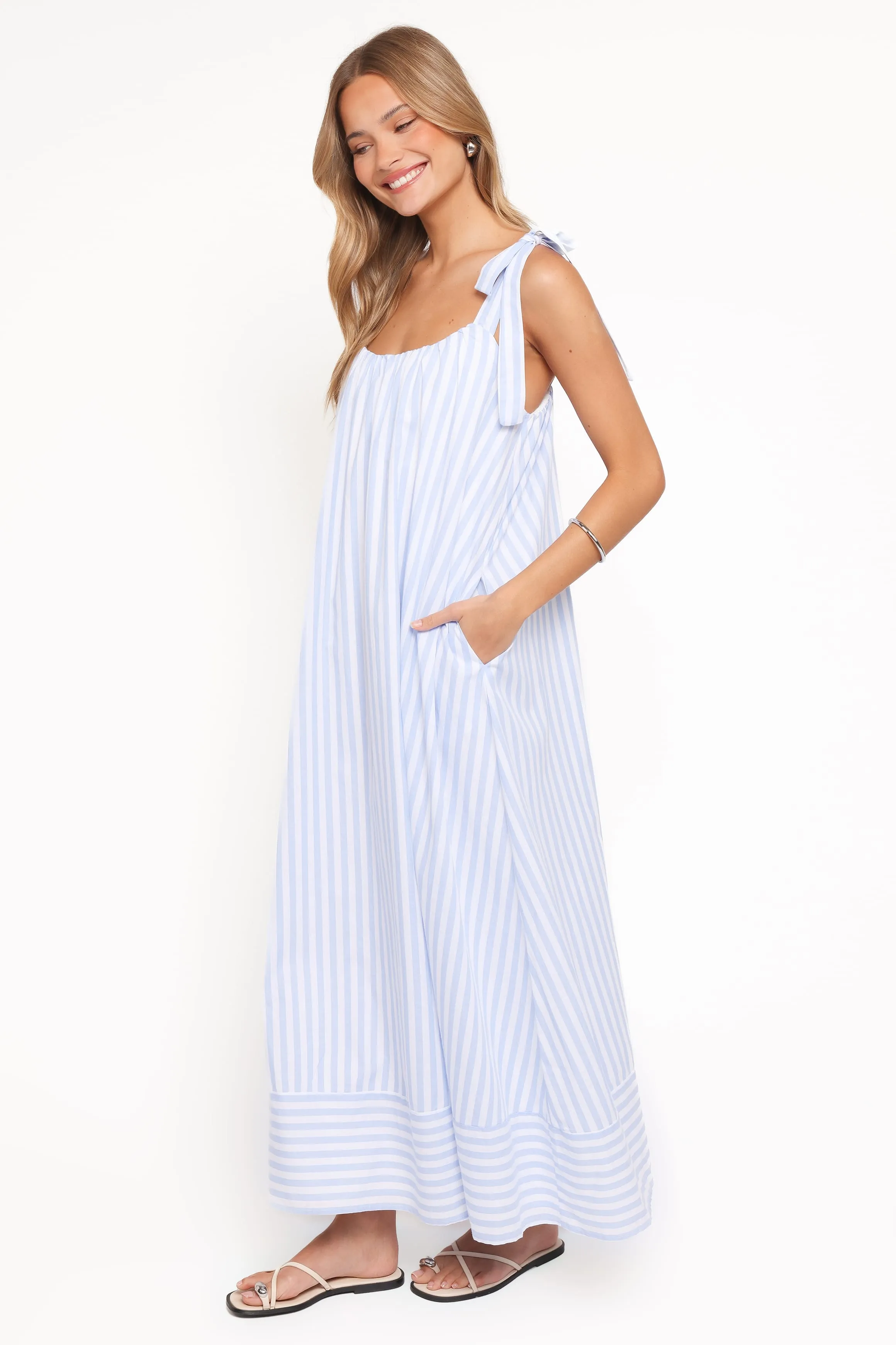 Amber Maxi Dress - Pale Blue Stripe sold by Petal & Pup product image thumbnail 4