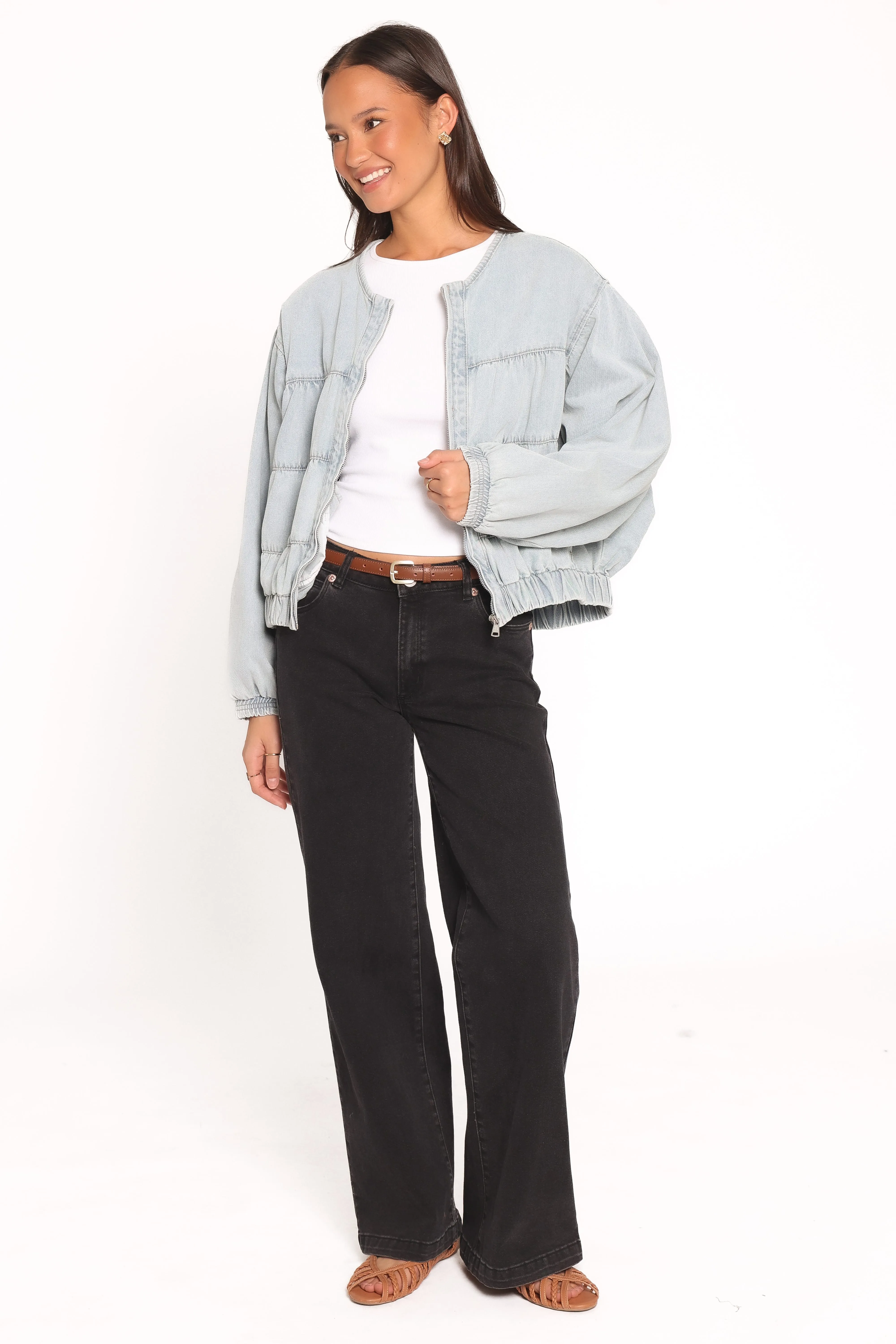 Gretal Denim Bomber Jacket - Light Blue Wash sold by Petal & Pup product image thumbnail 3