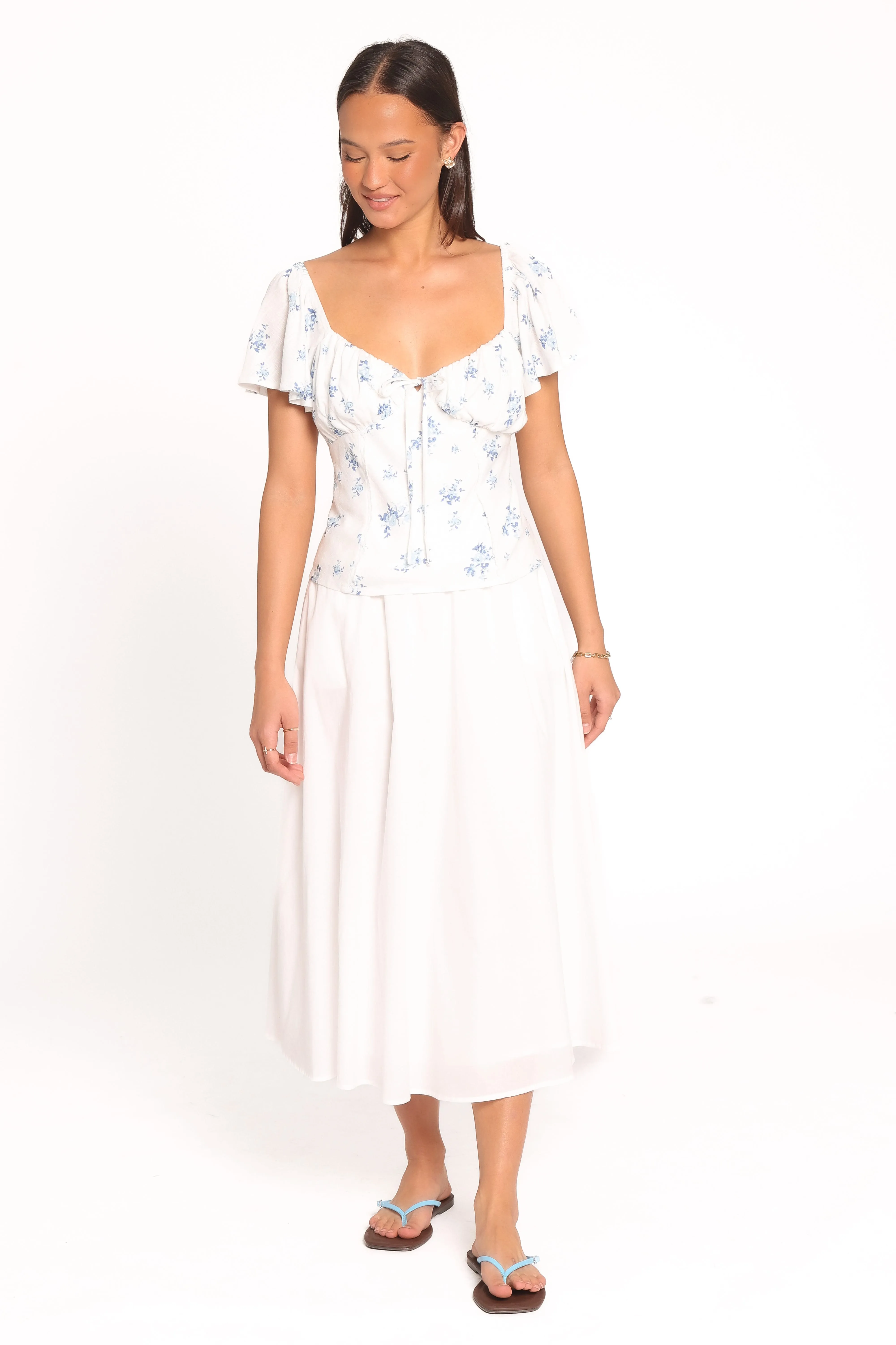 Laeriel Flutter Sleeve Top - Cream Floral sold by Petal & Pup product image thumbnail 5