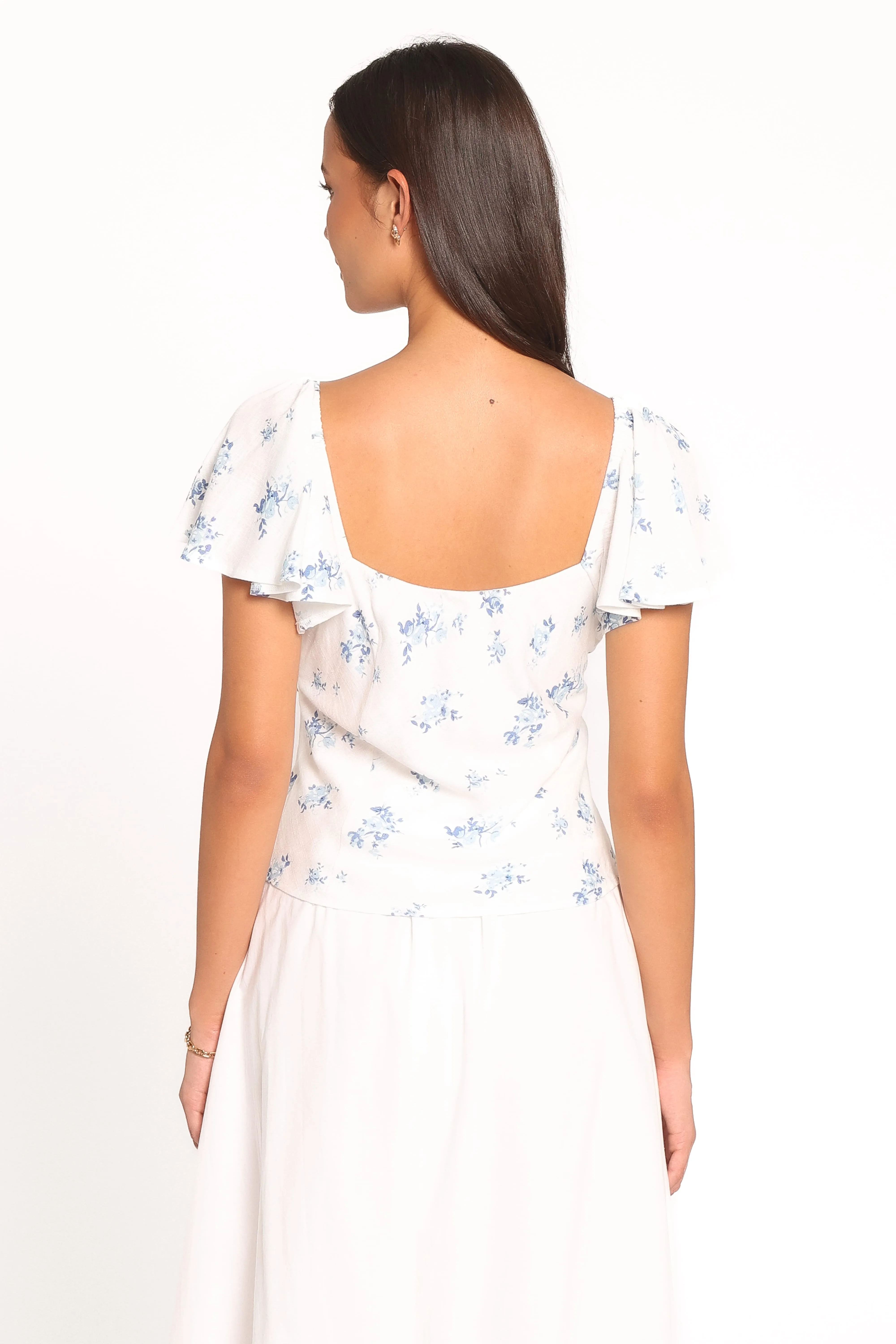 Laeriel Flutter Sleeve Top - Cream Floral sold by Petal & Pup product image thumbnail 4
