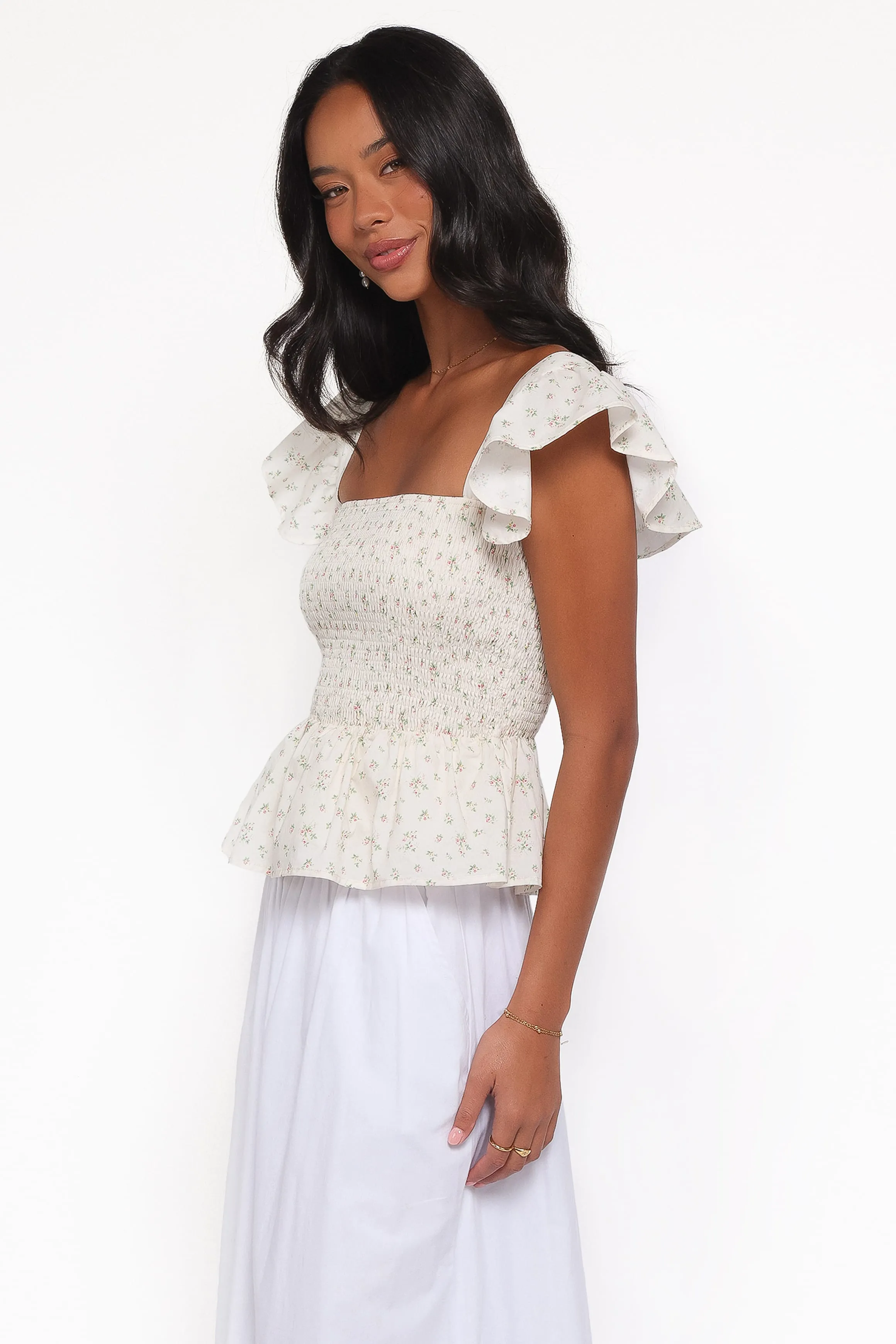Remira Smocked Ruffle Top - White Betty sold by Petal & Pup product image thumbnail 4