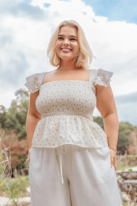 Remira Smocked Ruffle Top - White Betty made by Petal & Pup