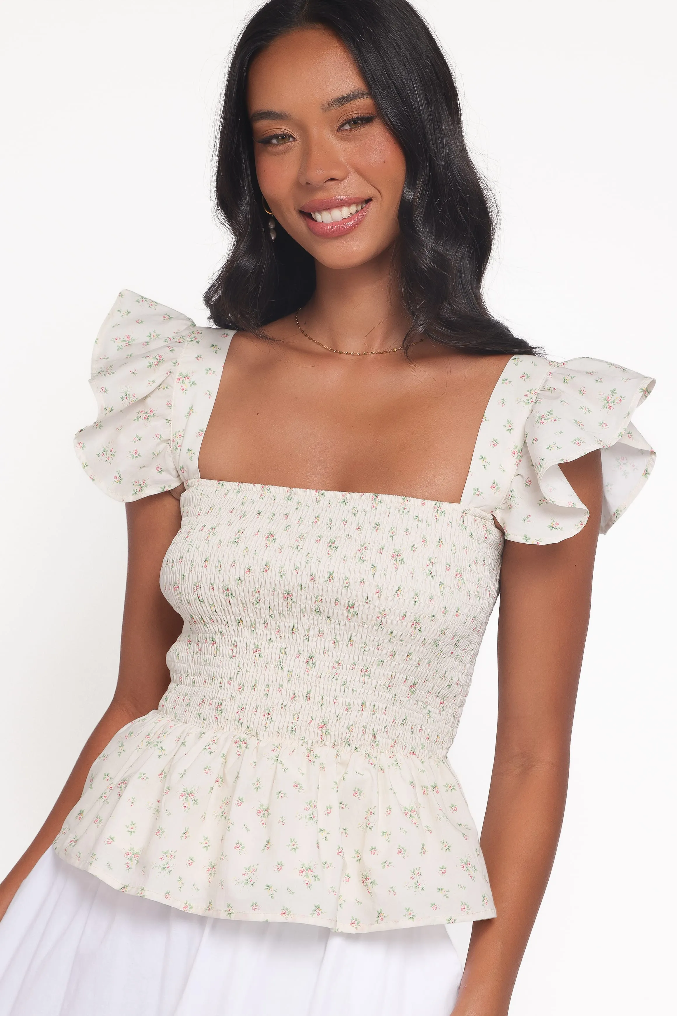 Remira Smocked Ruffle Top - White Betty sold by Petal & Pup product image thumbnail 2