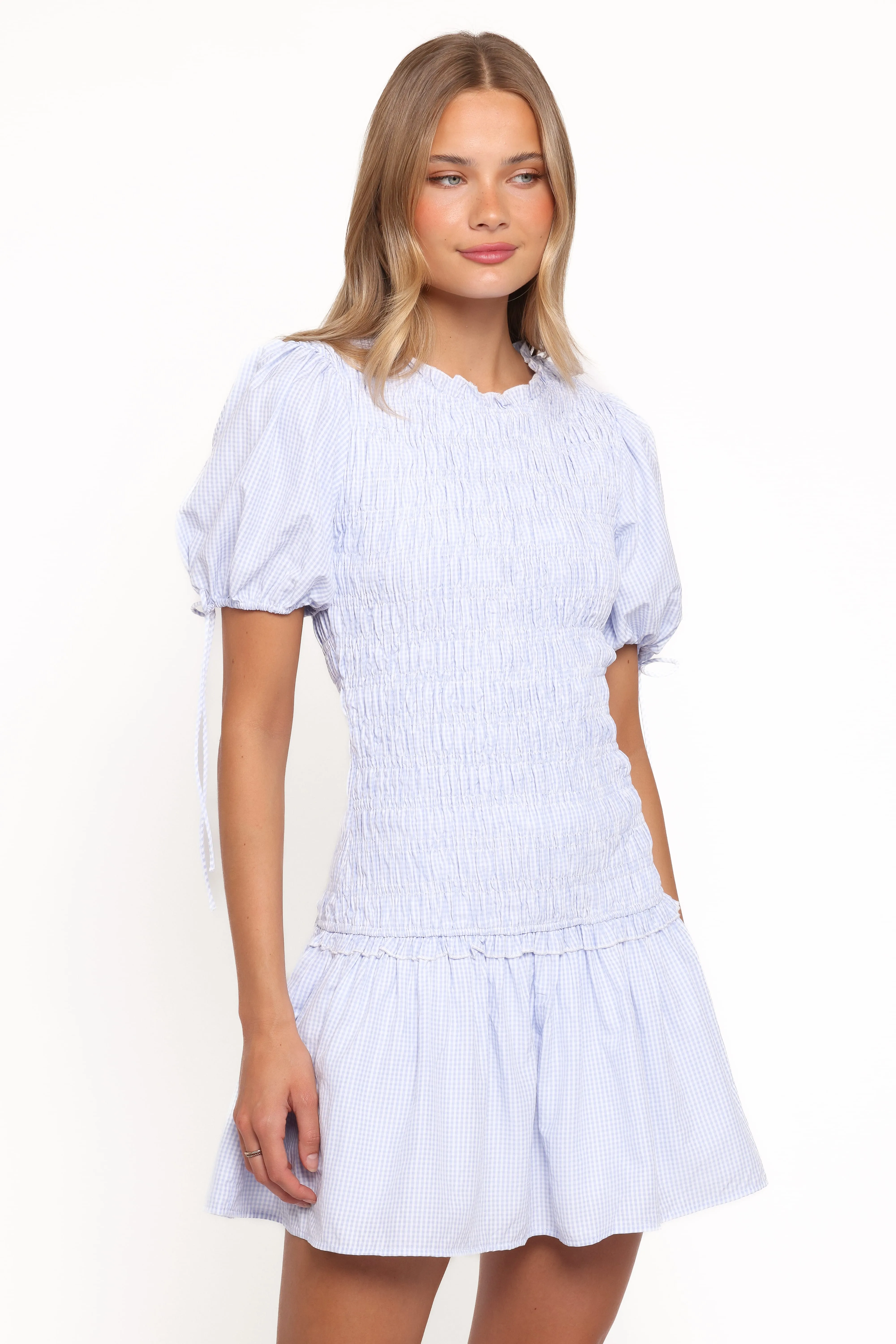 Kaelyn Gather Mini Dress - Blue Gingham sold by Petal & Pup product image thumbnail 2