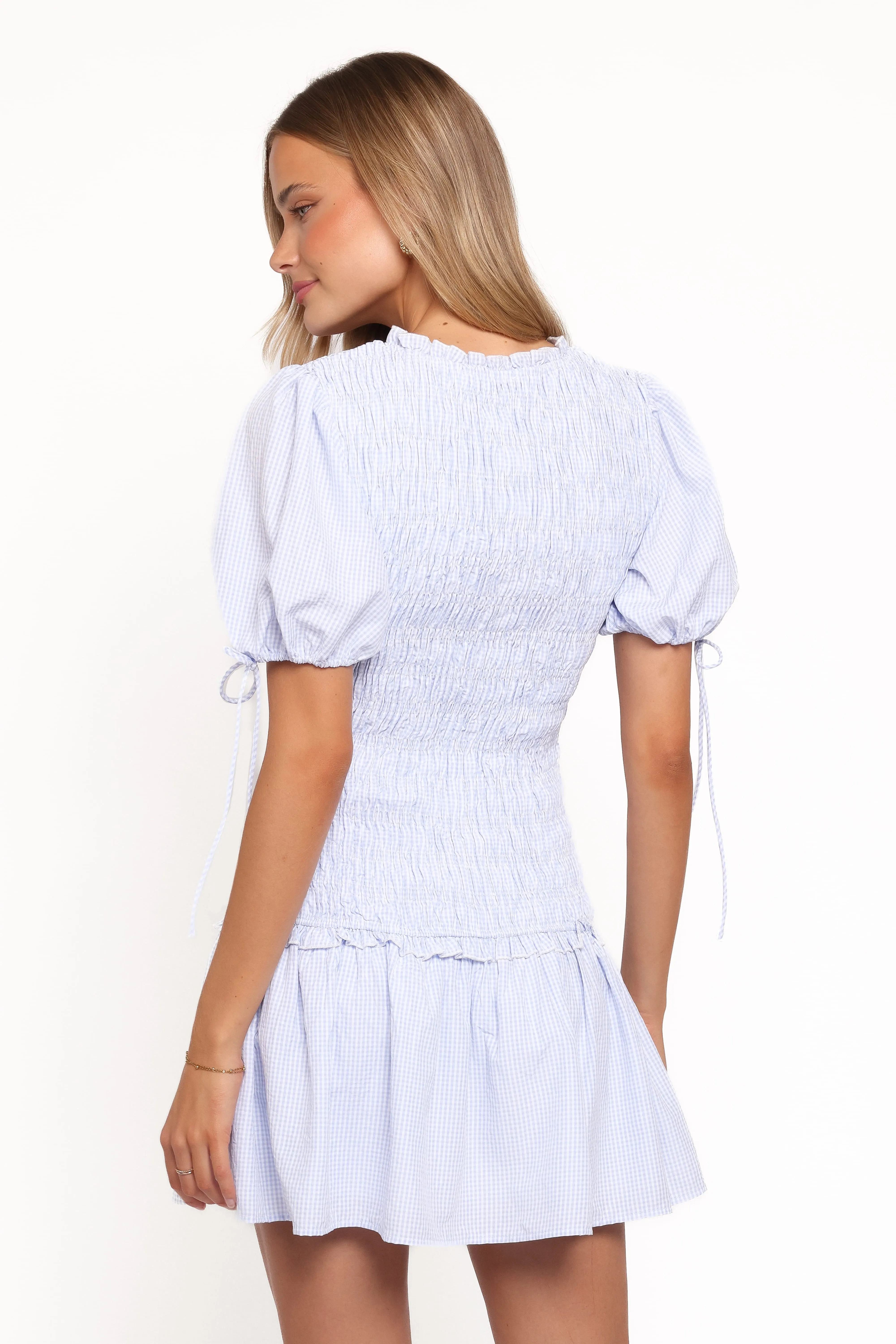 Kaelyn Gather Mini Dress - Blue Gingham sold by Petal & Pup product image thumbnail 5