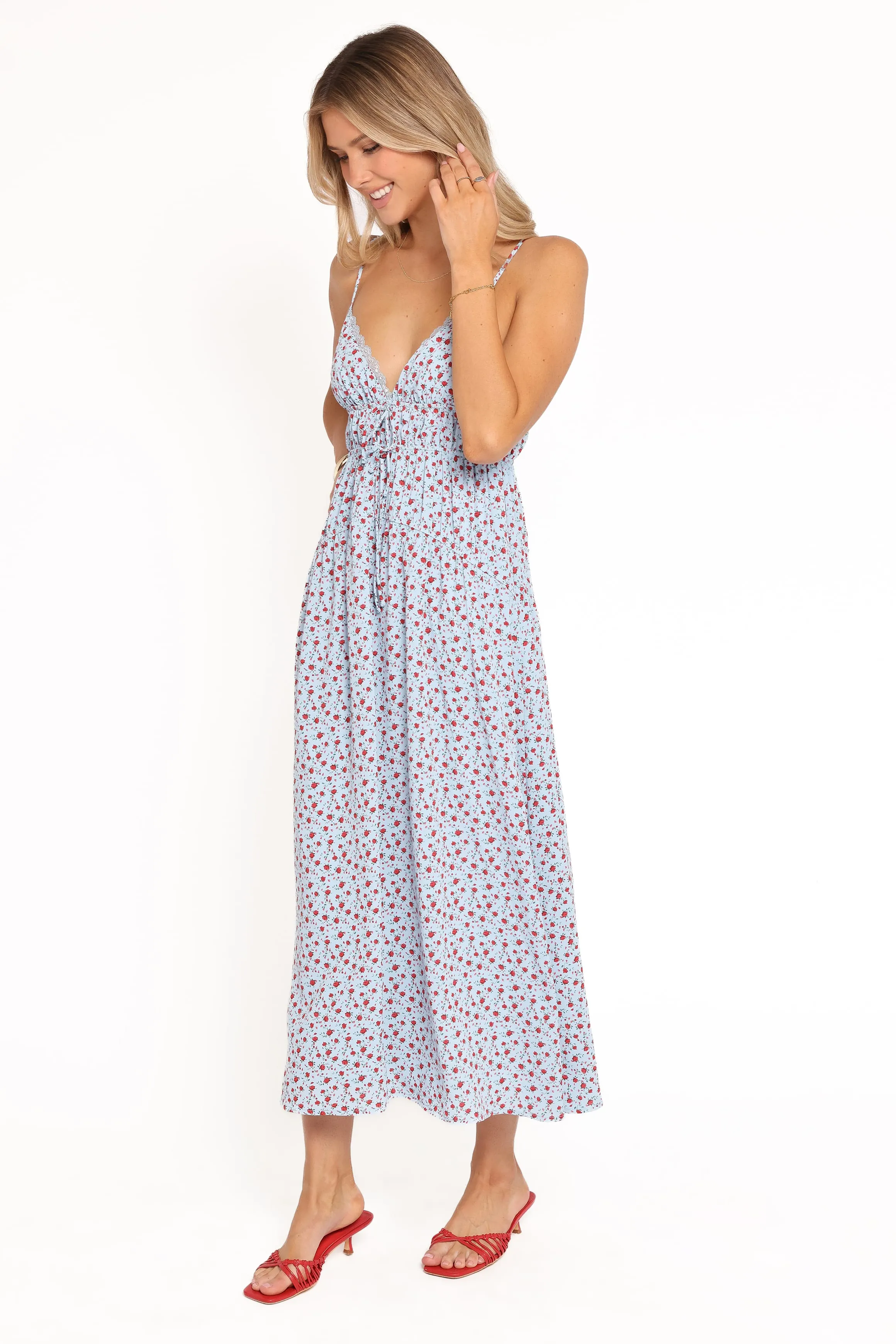Freesia Midi Dress - Blue Red Floral sold by Petal & Pup product image thumbnail 4