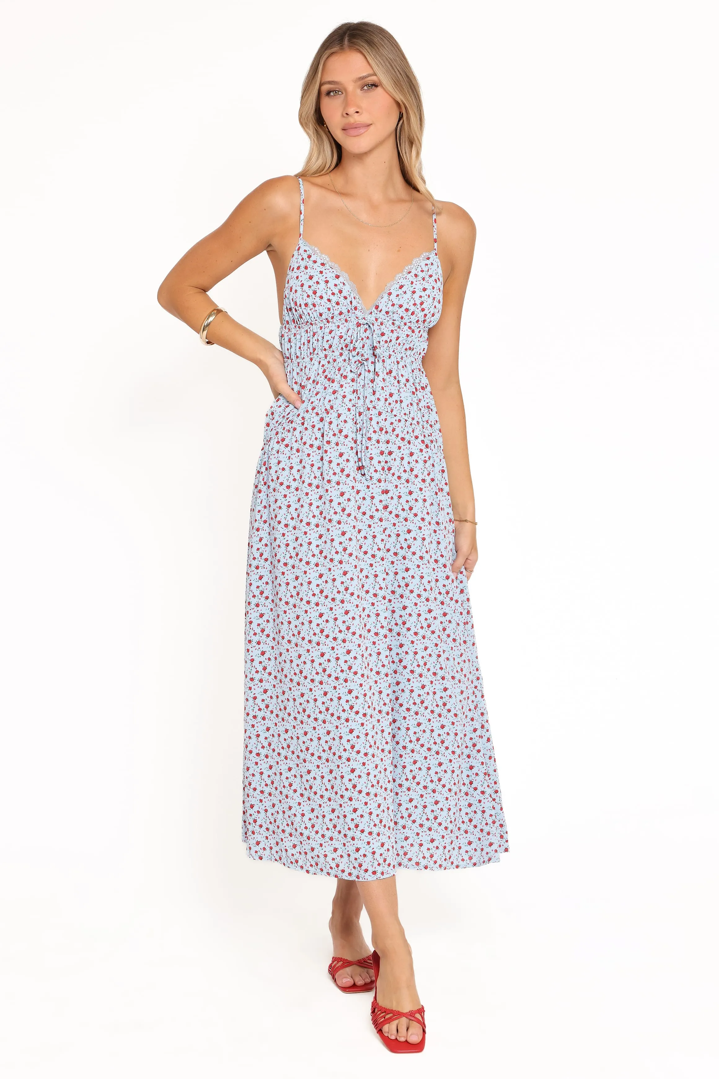 Freesia Midi Dress - Blue Red Floral sold by Petal & Pup product image thumbnail 2