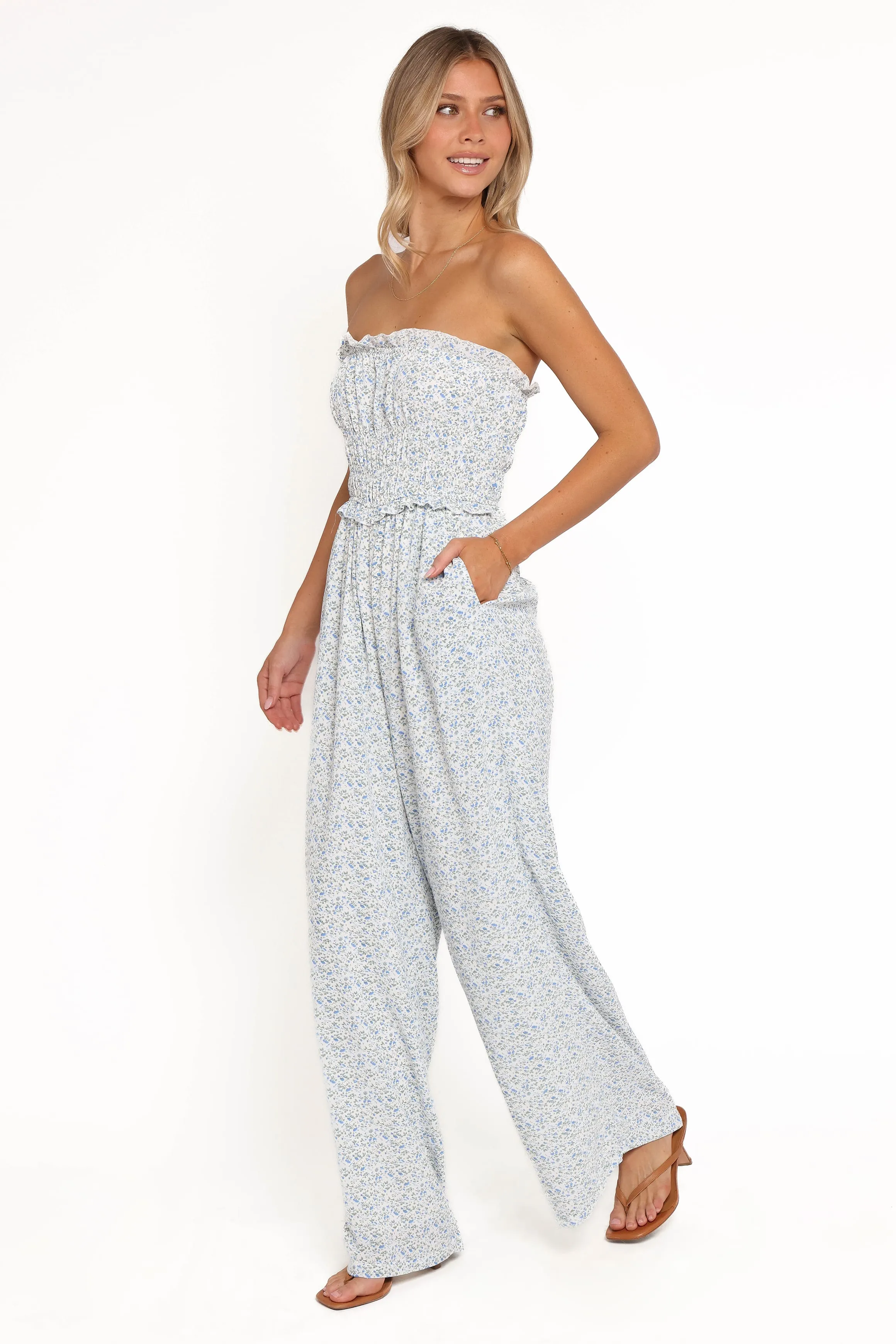 Yulissa Strapless Jumpsuit - Blue Floral sold by Petal & Pup product image thumbnail 4