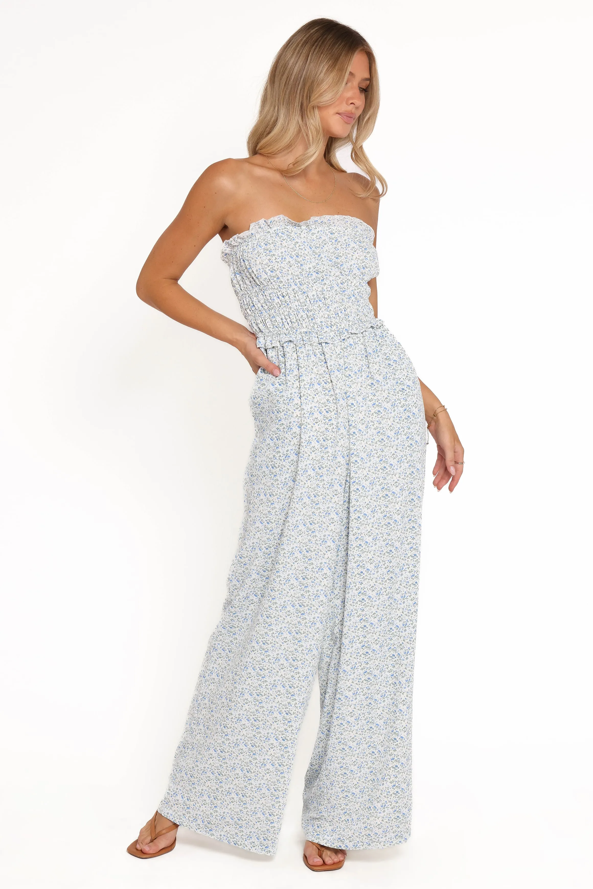 Yulissa Strapless Jumpsuit - Blue Floral sold by Petal & Pup product image thumbnail 2