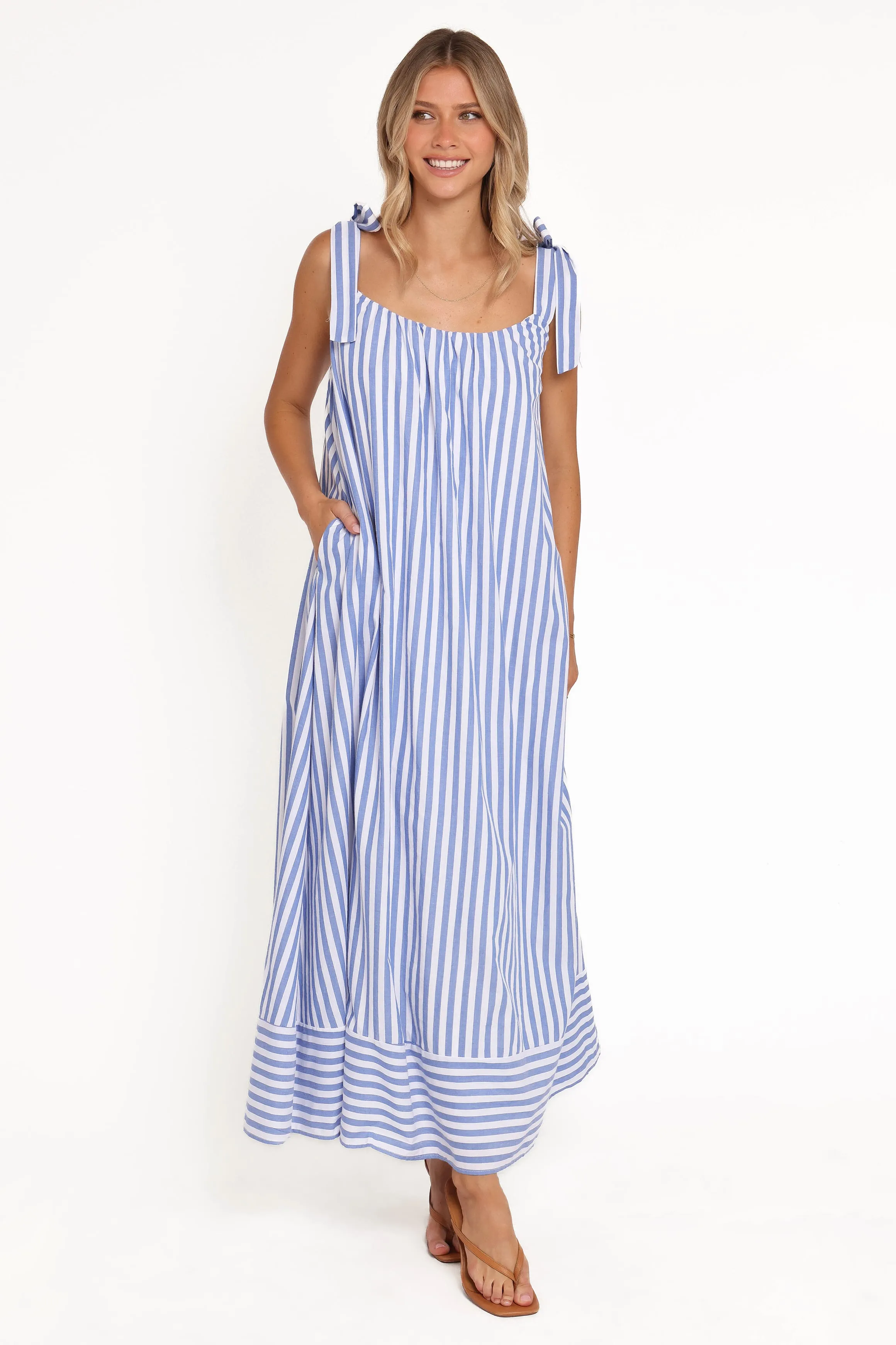 Amber Maxi Dress - Navy White Stripe sold by Petal & Pup product image thumbnail 2