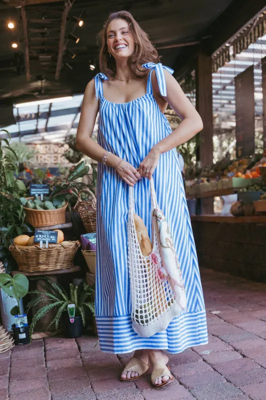 Amber Maxi Dress - Navy White Stripe made by Petal & Pup