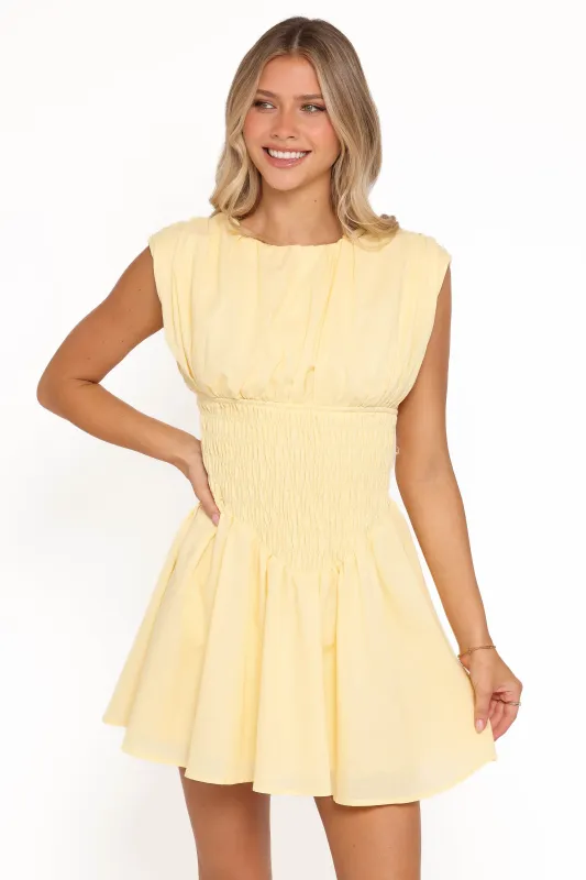 Ziva Mini Dress - Yellow made by Petal & Pup