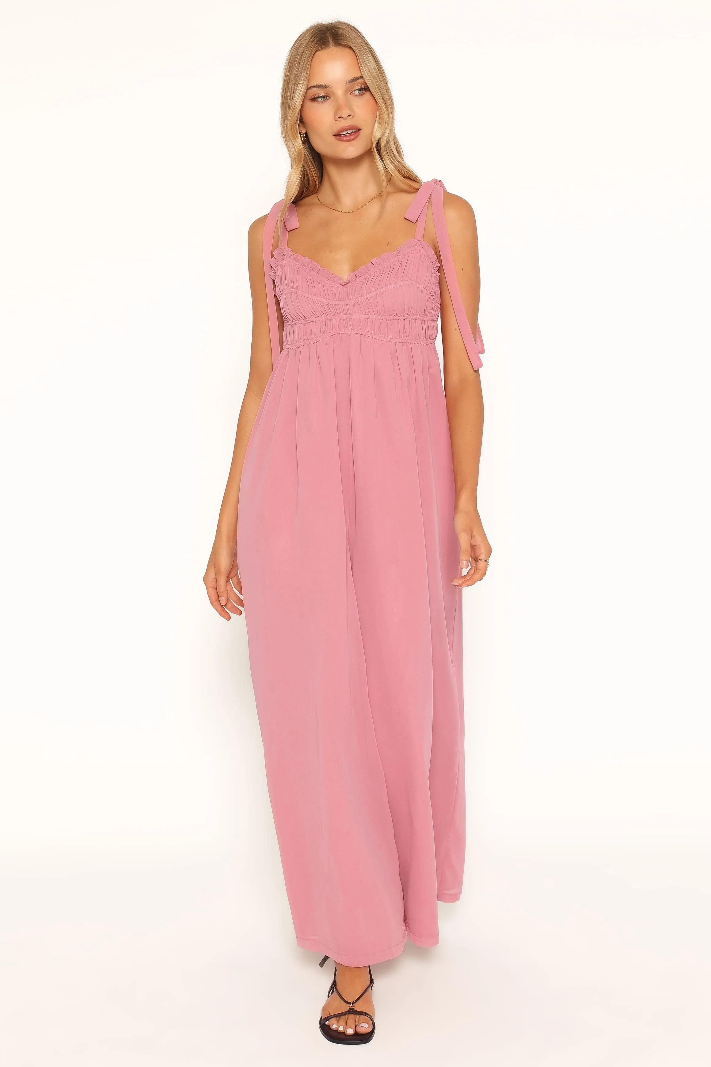 Andie Tie Jumpsuit - Rose Pink sold by Petal & Pup