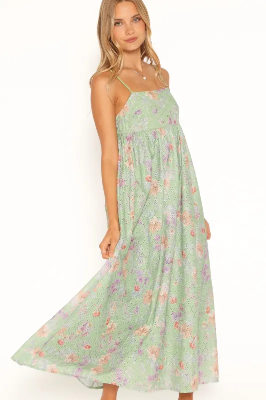 Alyah Maxi Dress - Green Floral made by Petal & Pup