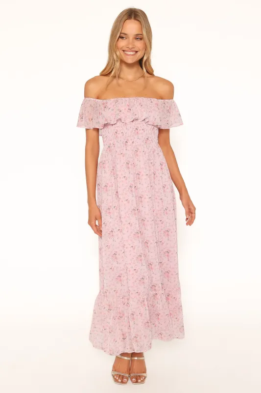 Priscilla Strapless Midi Dress - Pink Floral made by Petal & Pup