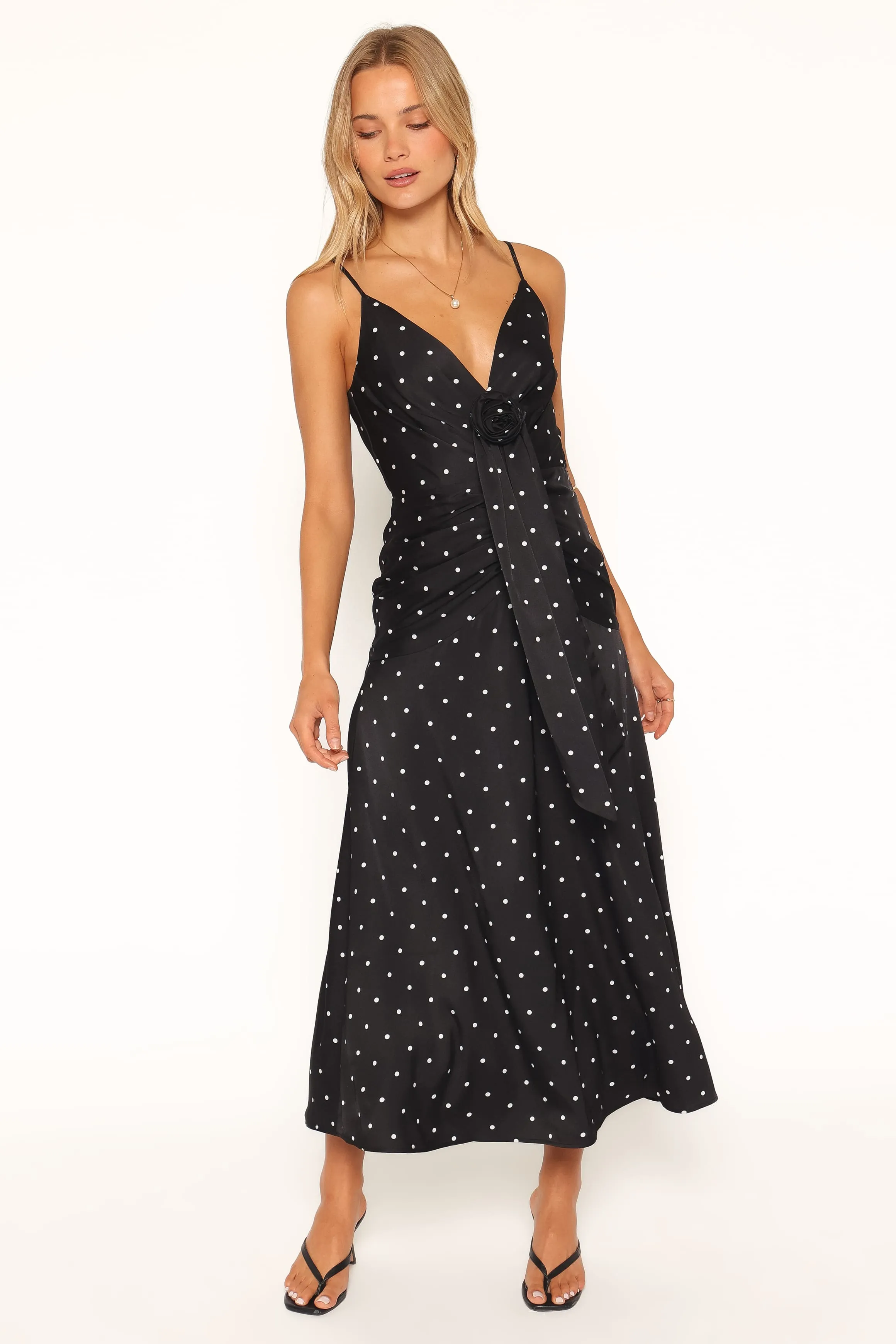 Eluna Midi Dress - Black/Cream Polka Dot sold by Petal & Pup product image thumbnail 2