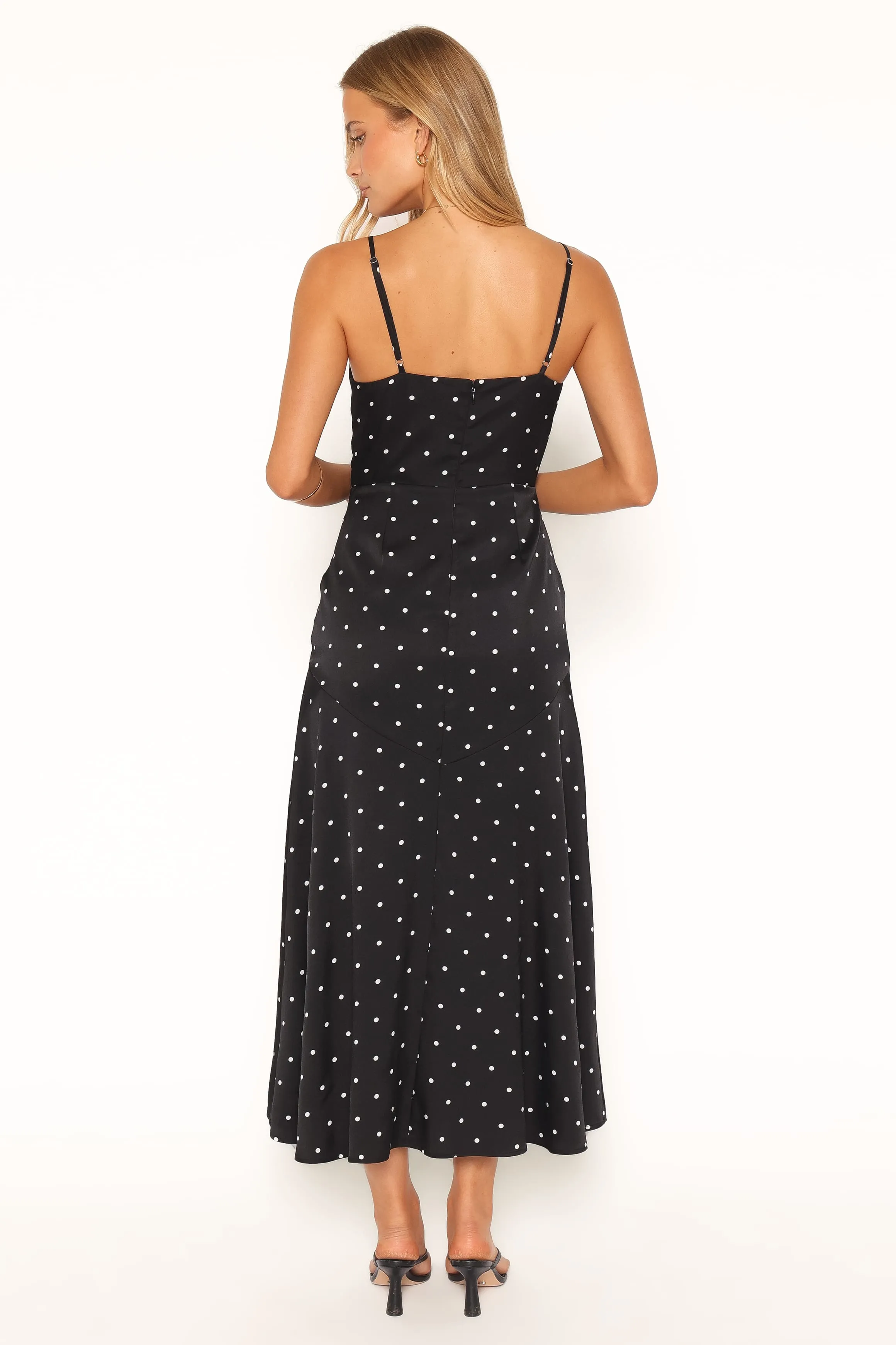 Eluna Midi Dress - Black/Cream Polka Dot sold by Petal & Pup product image thumbnail 4