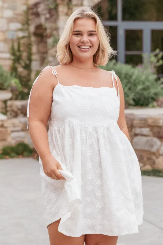Lynne Mini Dress - White Broderie made by Petal & Pup
