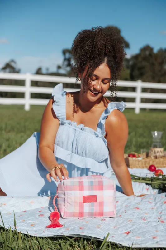 Cosmetic Case - Pink Picnic Plaid made by Petal & Pup