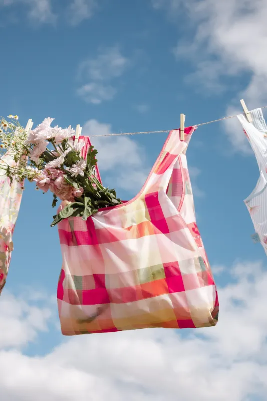 Reusable Shopping Bag - Pink Picnic Plaid made by Petal & Pup