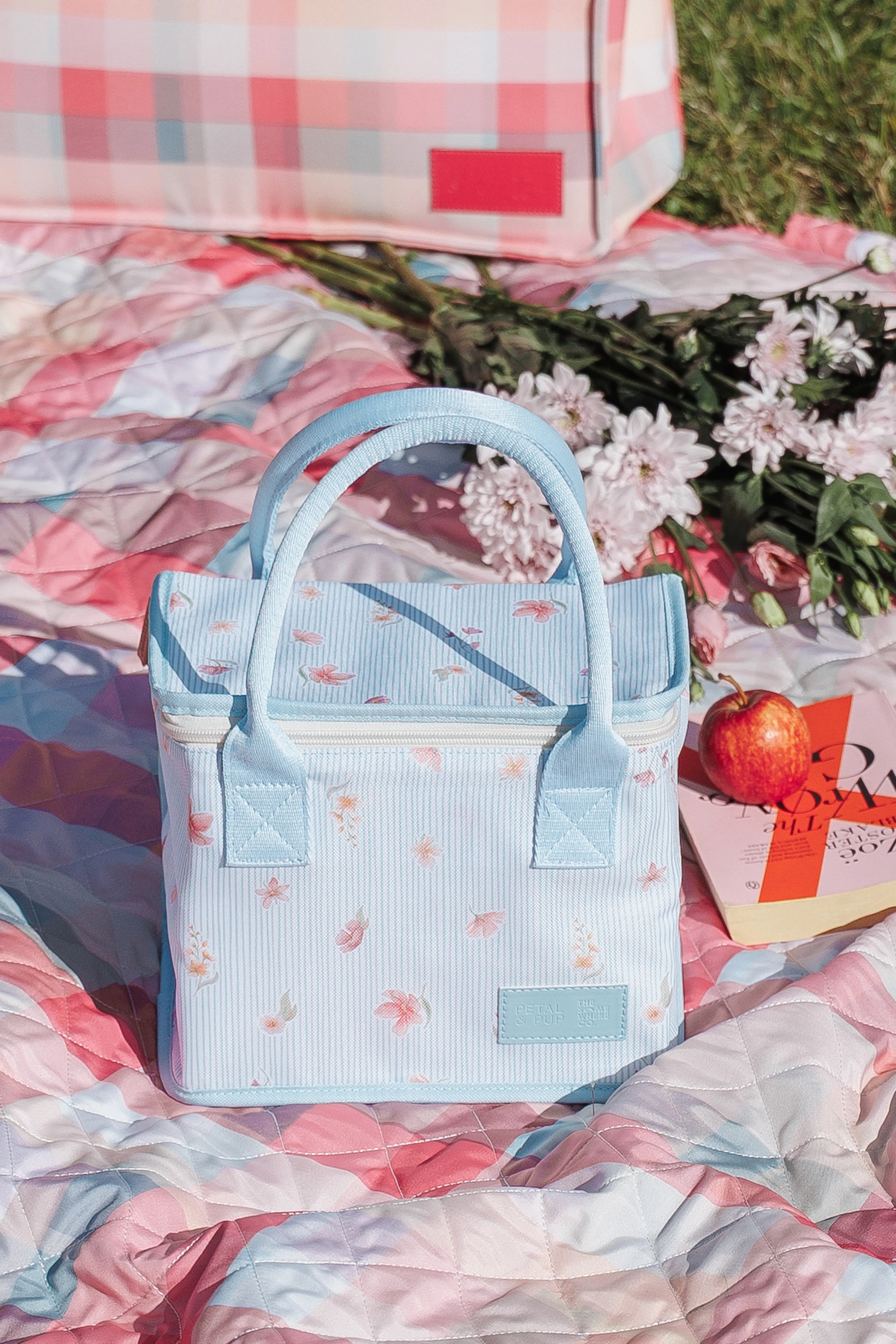 The Graze Lunch Bag - Blue Garden Stripe sold by Petal & Pup