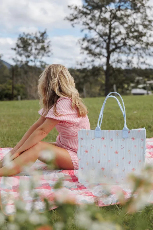 Ultimate Tote Bag - Blue Garden Stripe made by Petal & Pup