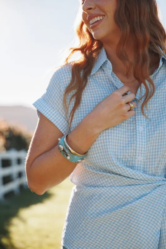 Havana Shell Bangle Set - Teal made by Petal & Pup