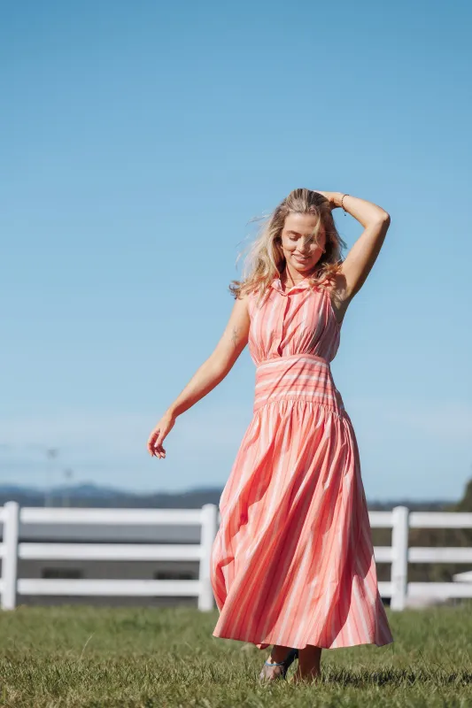 Myranda Midi Dress - Pink Stripe made by Petal & Pup