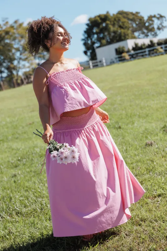 Orielle Maxi Skirt - Pink made by Petal & Pup